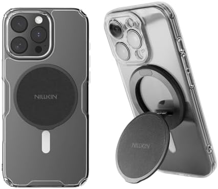 Enhance Your Smartphone Experience with Nillkin Mag Safe Phone Grip Ring Holder – Removable Magnetic Stand for i Phone 16/15/14/13/12 & Select Samsung Models – Black – Ultimate Grip Stability and Versatile 360-Degree Viewing Angle – Sleek Design, Easy Installation, and Residue-Free Removal