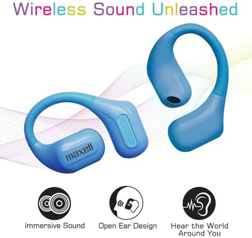 Maxell OWS Pro Bluetooth Open Earhook Earbuds – 18-Hour Battery Life, Surrounding Sound Awareness, Ergonomic Fit, Vibrant Color Choices, Seamless Bluetooth Connectivity for Active Lifestyles and Enhanced Listening Freedom