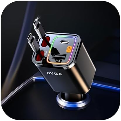 Revolutionary 2025 Micro-Version 4-in-1 Retractable Car Charger – 69 W Fast Charging USB C Adapter for i Phone 16/15/14/13, Samsung Galaxy, i Pad, Pixel – Ultimate Convenience with Tangle-Free Design and Enhanced Compatibility for All Your Devices