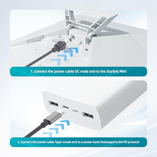 Starlink Mini USB-C to DC Power Cable – 18 AWG 100 W Waterproof Charging Solution, 5 M Length for Optimal Device Compatibility and Fast Performance, Ideal for 65 W+ PD Sources, Durable and Weather-Resistant Design for Reliable Outdoor Use