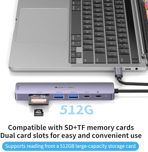Transform Your Mac Book Pro into a Powerhouse with Our 4 K60 Hz USB C Hub – Ultimate Multi-Port Adapter for Lightning-Fast Data Transfers, PD 100 W Rapid Charging, and Dual SD/TF Card Readers – Ideal for Professionals and Creative Minds