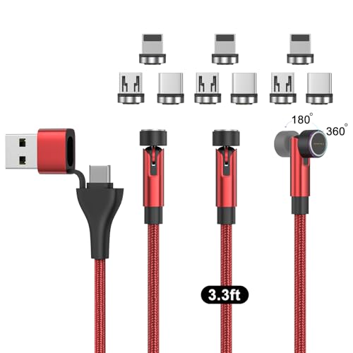 NETDOT 6 in 1 Gen12 Magnetic Phone Charger – 18 W Fast Charging Cable Set, 6.6 ft Length for USB-C, Micro-USB & i-Products, Enhanced Durability & Compatibility, Ideal for Travel & Everyday Use – 3 Pack for Ultimate Convenience