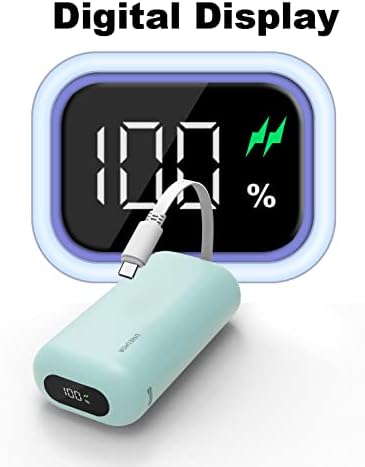 Ultra-Compact 10,000 m Ah Fast Charging Power Bank with Integrated USB-C Cable – Essential Portable Charger for i Phone 15, Samsung Galaxy S23, Note20, and More – LED Display for Easy Battery Monitoring and Enhanced Compatibility