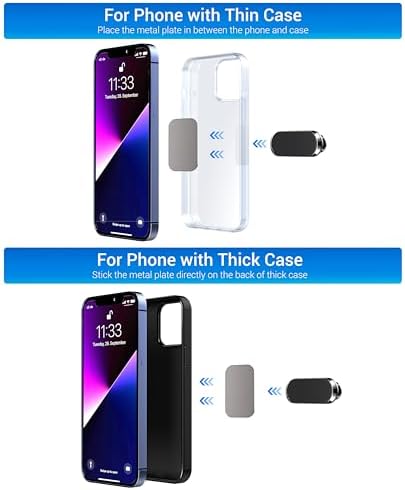 TT&C 2-Pack Ultra-Strong Magnetic Phone Mount for Car – Advanced N52 Magnet Technology, 8 Magnets & 4 Metal Plates Included, Universal Compatibility for Samsung Galaxy S24/S23/S22/S21 & All Smartphones/Tablets, 360° Rotation for Hands-Free Convenience and Secure Stability