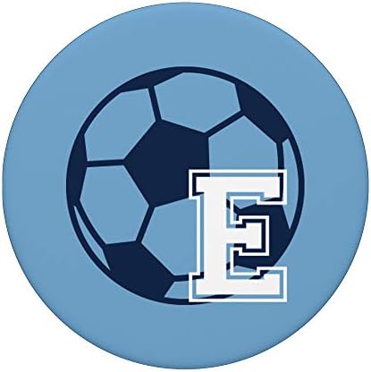 Letter E Soccer Baby Blue Monogram PopSockets PopGrip: Swappable Grip for Phones & Tablets – Enhanced Compatibility and Speed