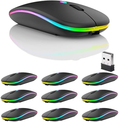 Seamless Productivity with 3 Pack Rosy Glow Red Wireless Bluetooth Mouse – Rechargeable, Silent, and Slim Dual Mode Mice for Laptop, Desktop, i Pad, and Mac – Perfect for On-the-Go Professionals and Students