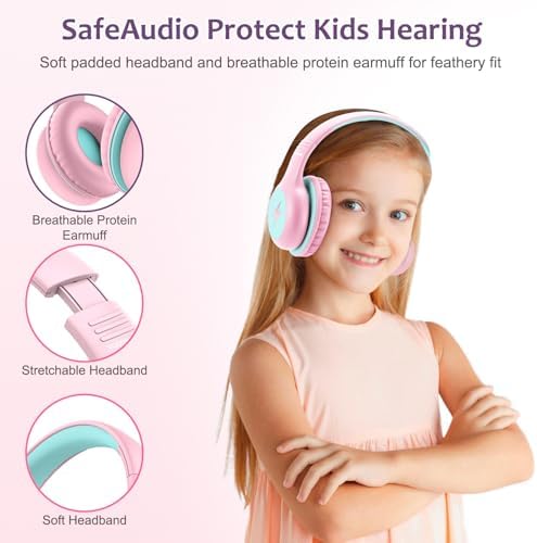 Discover Voopwink’s Safe and Stylish Blue Over-Ear Wired Headphones for Kids – Volume-Limited with Integrated Microphone, Perfect for Tablets and Travel, Ideal for Learning and Enjoyment.