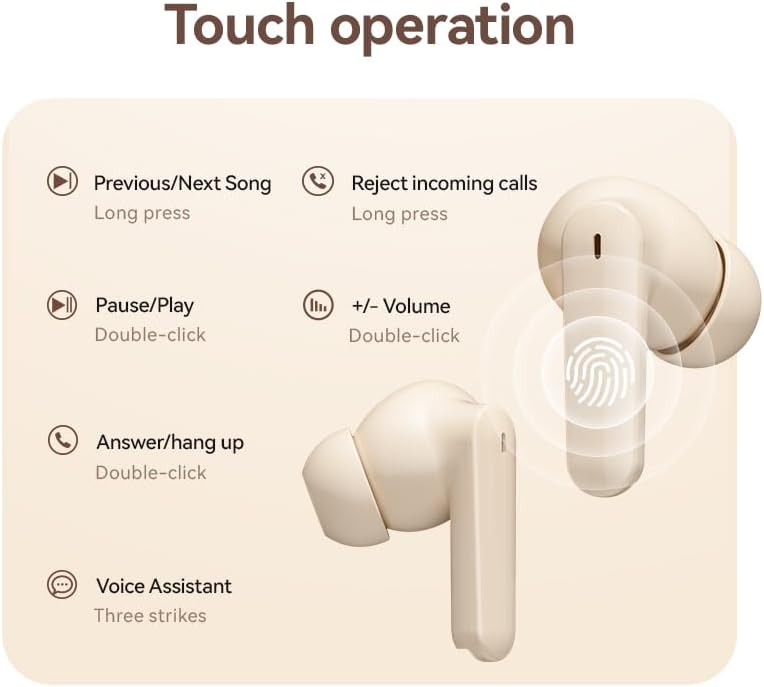 Enhance Your Lifestyle with Beige Bluetooth 5.4 Wireless Earbuds – Experience Superior Noise Cancelling Technology, Immersive Stereo Bass, and IPX7 Waterproof Durability – 30-Hour Playtime with LED Battery Indicator – Ideal for Sports, Gaming, and Professional Use