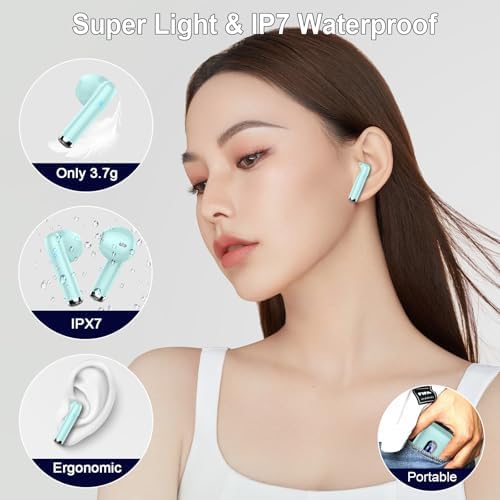 Cutting-Edge Bluetooth 5.4 Wireless Earbuds with 30-Hour Battery Life – Advanced ENC Noise Cancellation for Crystal-Clear Calls, IP7 Waterproof Protection, and Immersive 3 D Bass Audio – Sleek Dark Blue Design Perfect for Music Aficionados and Professionals – Includes LED Charging Case for Effortless Convenience and Compatibility with Android & i OS Devices