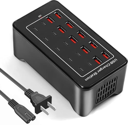 Ultimate 100 W USB C Charger Block – 20-Port Multiport Hub for Fast Charging Apple i Phone, i Pad, and Samsung Galaxy Devices – Compact Desktop Solution with Enhanced Safety Features and Rapid Device Compatibility