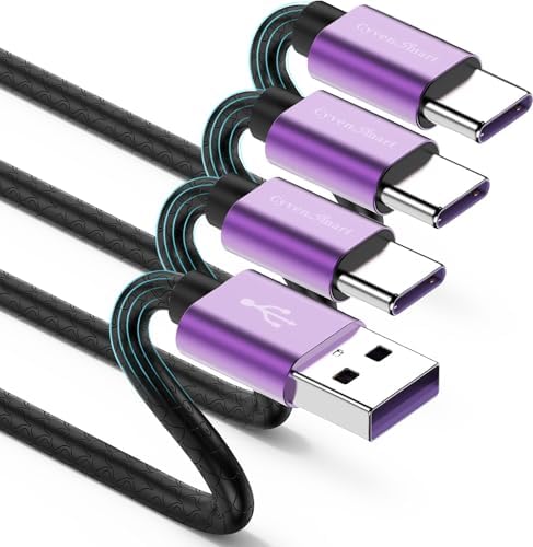 6 ft USB C Charger Cable (3 Pack) for Samsung Galaxy S9/S10/S8 Plus – Fast Charging 3 A TPE Cord for Note 20/9/8 & LG Models – Durable, Flexible, and Versatile Charging Solution for All Your Devices