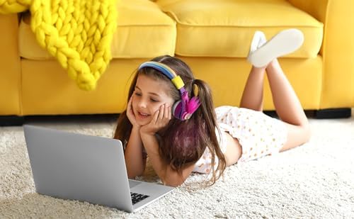 Trolls-Inspired Kids Bluetooth Headphones – Foldable Over-Ear Design with Safe Volume Limiting & Built-In Microphone for Hands-Free Learning and Calls – Ideal for School, Travel, and Home Use with Universal Device Compatibility