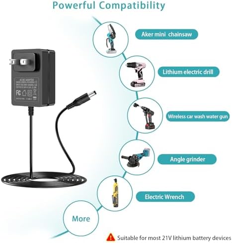 Rapid Charge 21 V Lithium Battery Charger for Mini Chainsaws – Ultimate Power Tool Accessory for Aker, Saker, Seyvum, and O-Conn – Superior Efficiency with Safety Features and Lightweight Design