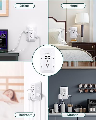Addtam 5-Outlet Surge Protector with 4 USB Fast Charging Ports – Versatile Outlet Extender Power Strip for Home and Dorm Room Use, Enhanced Safety Features with Built-in Surge Protection, Compact Design for Easy Travel and Maximum Device Compatibility