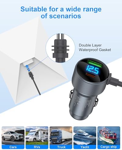 Starlink Mini Car Adapter – Dual-Port Waterproof Fast Charger with PD30 W & QC18 W, 10 FT 12 V DC Power Cable for Ultimate Compatibility in Cars, Trucks, Vans, and Yachts – Reliable Power On-the-Go