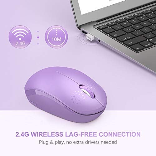 Light Blue Wireless Mouse – Ultra-Quiet 2.4 GHz Noiseless Computer Mouse with USB Receiver for Seamless Windows Experience – Portable, Ergonomic Design for Home, Office, or Travel