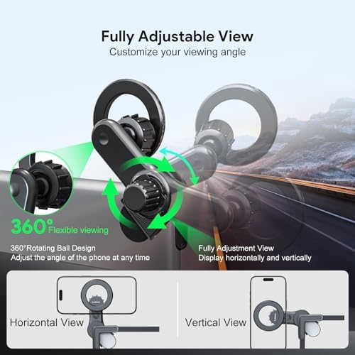 Esoulk Ring Magnetic Car Phone Holder – Ultimate Versatile Mount for Dashboard, Windshield & Air Vent – Strong Magnetic Grip for Enhanced Driving Safety – Compatible with Mag Safe & All Smartphone Models – Effortless Installation, Sleek Design, and Optimal Convenience for Modern Drivers