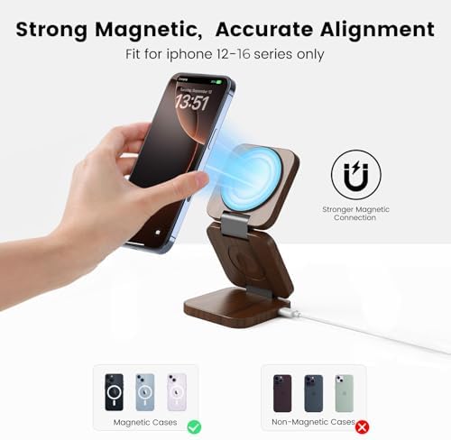 X55 Magnetic Foldable 3-in-1 Charging Station for Apple Devices – 15 W Fast Wireless Charger for i Phone 16, 15, 14, 13, 12 Series, 5 W Apple Watch Power Station, Portable Air Pods Charging Stand – Sleek Black Design for Travel and Home Use