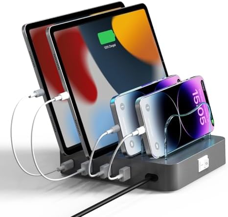 Ultimate 4-Port USB-C Fast Charging Station – 20 W Power Delivery Hub for i Phone, i Pad, Smartphones & Tablets with Detachable Baffle Design for Optimal Device Organization and Universal Compatibility