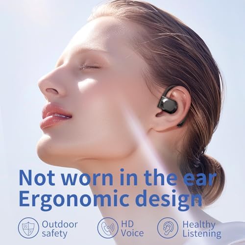 Chic Purple Wireless Bluetooth 5.4 Clip-On Earbuds for Women – Open Ear Design Enhances Comfort and Safety, Ideal Waterproof Fitness Headphones for Gym, Daily Commutes, and Leisure – Extended Battery Life & Superior Connectivity for Seamless Audio Experience