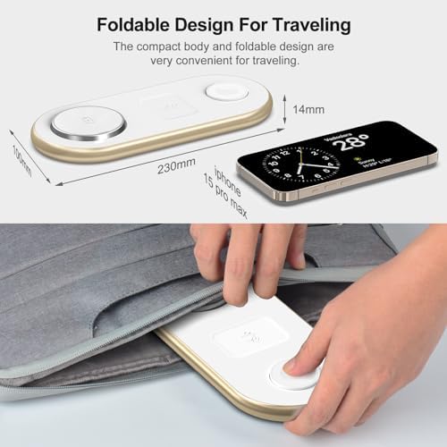 Sleek 3-in-1 Magnetic Charging Station for Apple Devices – Fast Mag-Safe Wireless Charger Stand for i Phone 16/15/14/13/12, Apple Watch, and Air Pods – Elegant Golden Design with Enhanced Compatibility and Safety Features