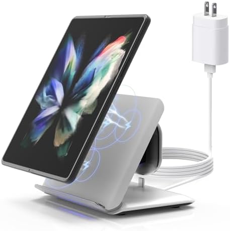 Geyo 2-in-1 Rapid Wireless Charging Station for Samsung Galaxy Z-Fold Series – Versatile Dual Device Charger for Galaxy Buds 3/3 Pro/2/2 Pro/Live with Included PD Adapter – Advanced 3-Coil Technology for Efficient Power Delivery and Sleek Black Finish