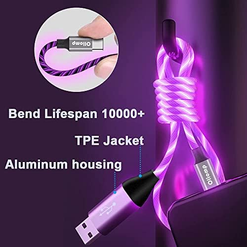 Illuminate Your Charging Experience: MFi Certified 6 ft LED Light Up Lightning Cable for i Phone 14/13/12/11/11 Pro/Max/XS/XR/X/6/7/8 – Fast Charging & High-Speed Data Sync in Vibrant Purple – Optimal Durability & Enhanced Compatibility for Effortless Connectivity