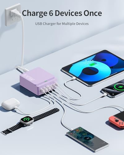 Revolutionize Your Charging Routine with the 100 W Ga N 6-Port USB C & A Power Station – Ultimate Fast Charging Hub for i Phone, i Pad, Samsung, and Android Devices – Compact Cube Design with Smart Power Management for Efficient Multi-Device Charging Solutions