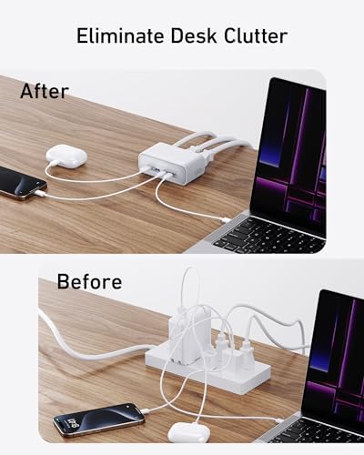 Anker Nano 100 W Power Delivery Charging Station – 7-in-1 USB C Power Strip for i Phone 16/15/14 & Mac Book Air/Pro – 3 AC Outlets, 2 USB A, 2 USB C, 5 ft Slim Cord – Versatile Desktop Charger for Home & Office – Enhanced Device Compatibility & Rapid Charging Solution