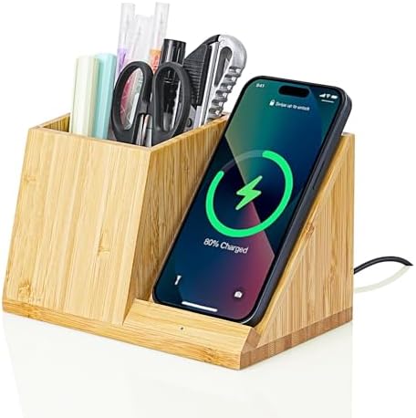 Eco-Friendly Bamboo Desk Organizer with 10 W Wireless Charging Station – Fast Charging and Stylish Pen Holder for i Phone & Samsung Devices, Perfect Home Office Accessory for Enhanced Productivity and Clutter-Free Workspace Eco-Friendly Bamboo Desk Organizer with 10 W Wireless Charging Station – Fast Charging and Stylish Pen Holder for i Phone & Samsung Devices, Perfect Home Office Accessory for Enhanced Productivity and Clutter-Free Workspace