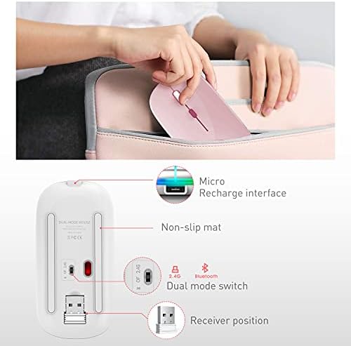 Sleek Bluetooth Wireless Mouse for Mac, Windows & i Pad – Ergonomic Design, High-Precision Navigation, Rechargeable & Dual-Mode Compatibility (Gray & Black) – Elevate Your Productivity with Clutter-Free Connectivity
