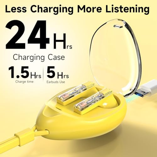 Discover the aigo True Wireless Earbuds: Cutting-Edge Bluetooth 5.4 Headphones with Touch Controls, Water-Resistant Design, and Dual-Microphone Clarity – Vibrant Super Shine Yellow with Convenient Neck Lanyard for Effortless On-the-Go Listening and Enhanced Audio Quality.