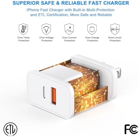 Ultimate i Phone 15 Fast Charge Bundle: 20 W Dual-Port USB-C Wall Charger with 10 FT Cable – Rapid Power Delivery & Quick Charge for i Phone 15, i Pad Pro, Air, Mini – Ideal for Travel & Dual Device Charging Convenience