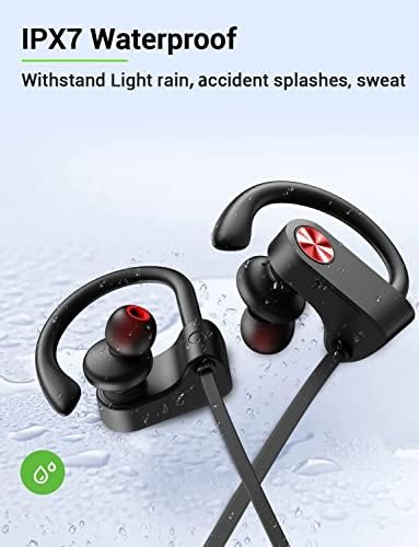 Stiive Bluetooth Sports Earbuds – IPX7 Waterproof Wireless Headphones with Noise Cancelling Mic, 16-Hour Playtime for Gym & Running – Stylish Red & Purple Design, Optimal Comfort for Active Lifestyles