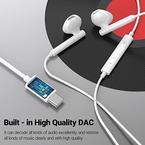USB C Hi-Fi DAC Earbuds – Wired Headphones for i Phone 16 Plus, Samsung Galaxy S24, Pixel 8 & More – Lightweight Design with Microphone & Volume Control – Enhanced Audio Quality & Versatile Compatibility for Music Lovers & Professionals
