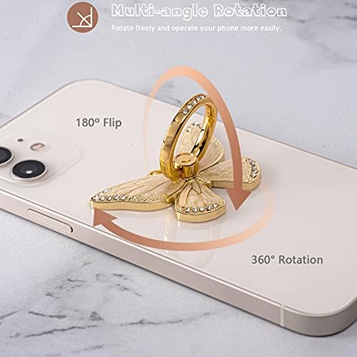 Glitter Butterfly Phone Ring Grip Holder – 360-Degree Rotating Kickstand for i Phone, Samsung Galaxy & Android – Stylish Rhinestone Design for Enhanced Durability and Comfort – Perfect Gift for Women and Girls – Secure Adhesive for Optimal Grip – Versatile Stand for Video Calls, Streaming & More