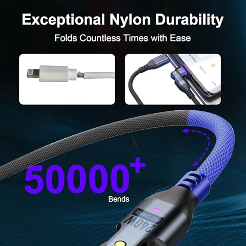 iontech 240W 16Pin USB C Magnetic Charging Cable, 6 in 1 Magnetic Fast Multi Charger, 180° Rotation Data Cable for MacBook Pro iPad, iPhone Samsung Android Phone Tablet Gaming Console (6ft) – Enhanced Compatibility and Speed