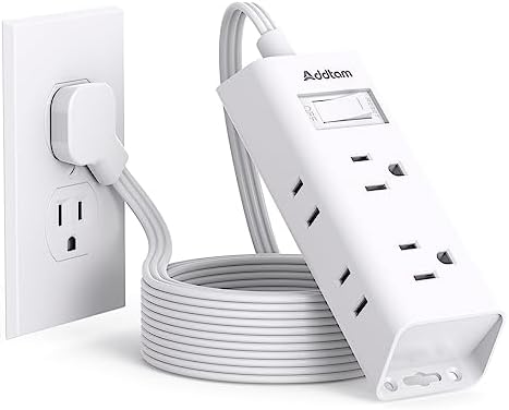 Addtam Ultra Flat Power Strip for Cruise & Travel – 5 ft Extension Cord with 6 Outlets, Compact Design for Dorms & Home Offices – No Surge Protection, Ideal for On-the-Go Charging – Lightweight & Space-Saving Solution