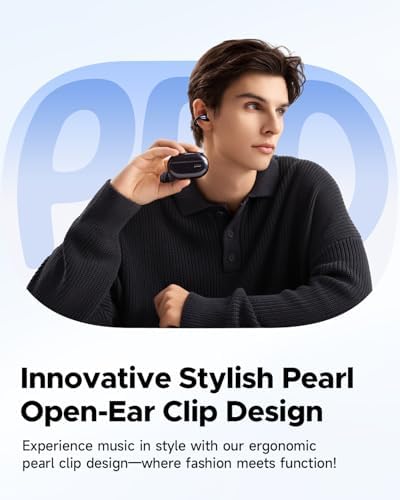 Elevate Your Active Lifestyle with Sound PEATS Pearl Clip Pro Open Ear Wireless Earbuds – Advanced Bluetooth 5.4 Technology, IPX5 Waterproof Rating, All-Day 24-Hour Playtime, and Integrated Microphone for Effortless Communication – Ideal for Fitness Enthusiasts, Runners, and Cyclists Who Value Safety and Superior Sound Quality