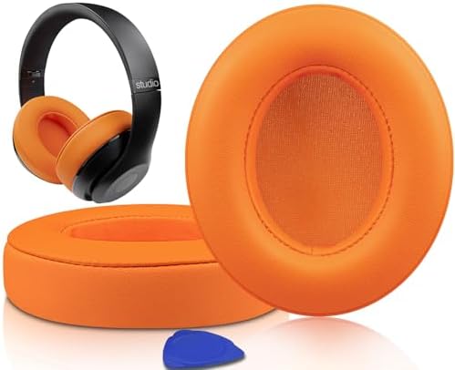 Transform Your Beats Studio Listening with Solo WIT Premium Replacement Ear Pads – Luxurious Soft Protein Leather Cushions Featuring Noise Isolation Memory Foam for Ultimate Comfort and Superior Sound Quality, Vibrant Orange Design for Enhanced Style with Studio 2 & 3 Headphones