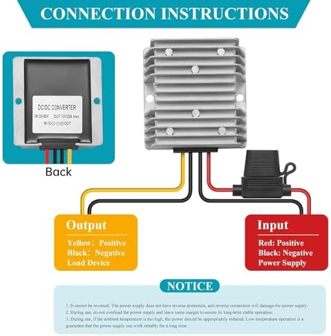 High-Efficiency Waterproof DC/DC Buck Converter: Versatile 20-90 V to 12 V Voltage Regulator for Automotive LED Systems and Heavy-Duty Applications – 20 A Output, 240 W Power Capacity for Reliable Performance in Challenging Environments