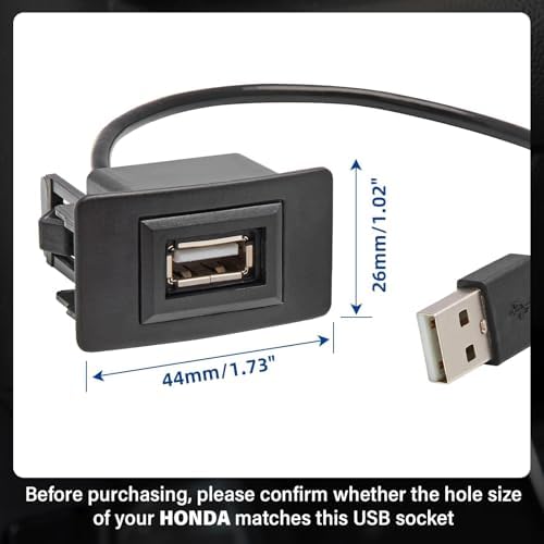 Elevate Your Honda Driving Experience with the Anina High-Speed USB Charger – Custom Male to Female Power Socket Adapter, Perfectly Designed for Civic, CR-V, Accord, Jazz, and Odyssey Models – Streamlined Flush Mount Dash Installation for Enhanced Device Charging Efficiency and Aesthetic Appeal