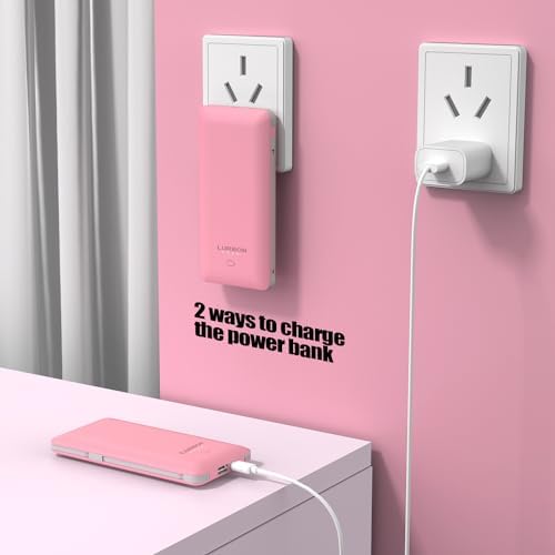 Compact 10000 m Ah Portable Charger with Built-In Cables and AC Wall Plug – Essential USB-C Power Bank for i Phones, Samsung Devices, and Tablets in Vibrant Green – Ultimate Travel Companion for Fast Charging and Universal Compatibility