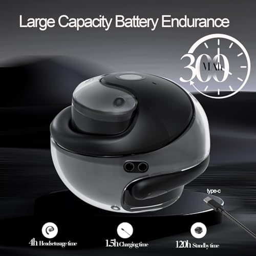 Experience Next-Level Awareness with GGSTOPWATER Open Ear Bluetooth 5.4 Earbuds – Ultra-Lightweight, IPX5 Waterproof Sports Headphones Featuring Ergonomic Earhooks and Built-In Microphone for Optimal Comfort and 48-Hour Playtime, Ideal for Running, Workouts, and Daily Commutes (Black)