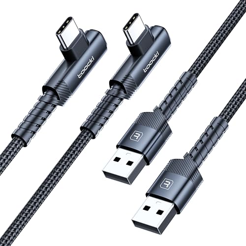 10 ft Braided USB to USB C Cable (2 Pack) – 90 Degree Right Angle Fast Charging Cord for i Phone 16/15 Series, Samsung Galaxy S10/S10+, LG V30, Nintendo Switch – Ultimate Durability and Flexible Connectivity
