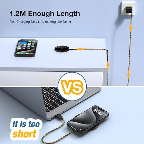 Magnetic Wireless Charging Pad for i Phone 16, 15, 14, 13, 12 & Air Pods 4-2 Pro – Ultra-Thin Aluminum Alloy Design with Strong Magnet for Secure Connection, USB-C/A Compatibility, Perfect for Desk & Travel – Elevate Your Charging Experience with Effortless Convenience and Style