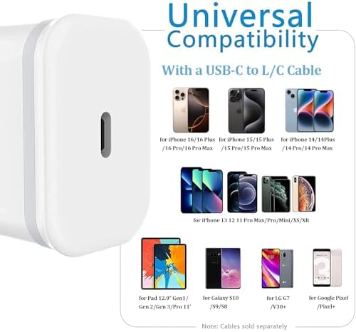 20 W USB C Charger Block 3-Pack – High-Speed Type-C Wall Plug for i Phone 6-16, i Pad & More – Portable Power Adapter for Fast Charging – Durable & Compact Design for Travel Convenience – Efficient Charging Solution for Modern Devices