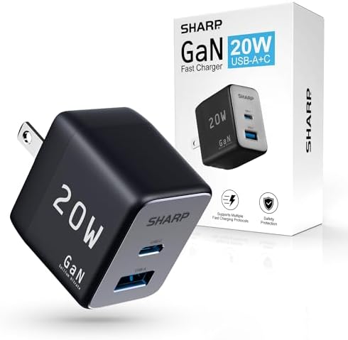 Powerful 20 W Dual-Port USB C Charger with Ga N Technology – Compact, Foldable, and Travel-Ready for i Phone 15 Series, i Pad Pro, and Air Pods – Versatile Fast Charging Solution with Enhanced Compatibility and Efficient Performance
