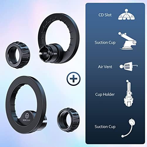 Wix Gear Mount Base for Mag Safe i Phone 14/13/12 – Universal 17 mm Joint Ball Phone Holder for Cars, Versatile Dashboard, Vent & Windshield Mount with Durable Metal Plate – Superior Compatibility & Enhanced Stability for Safe Driving