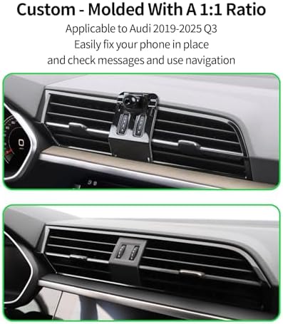 Revolutionize Your Audi Q3 (2019-2025) Journey with the Ultimate Wireless Charging Phone Holder – 360° Rotating Auto Mount for Effortless Navigation, Hands-Free Convenience, and Fast Charging, Effortless Installation and Sleek Aesthetic Design